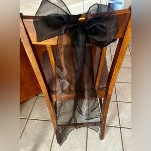 Set of (20) Sheer Black Organza Chair Tie Sashes good for an event or holiday